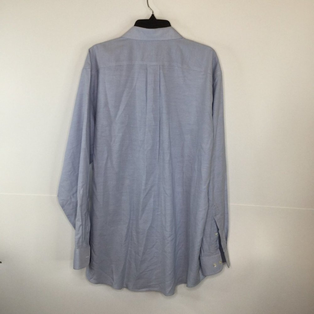 Stafford Button-Up Shirt Men 18 (36-37) Blue Chambray Regular Fit Long Sleeve - Picture 8 of 11